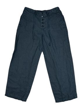 Chadwicks Women's Black 100% Linen Relaxed Straight Leg Pants Size 4P